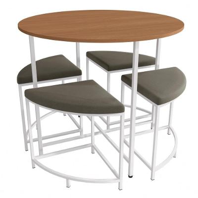 Mesa Redonda 4 Bancos 90x76 Cm Li038 Canela Branco Kpb