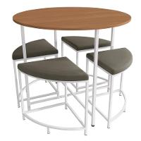 Mesa Redonda 4 Bancos 90x76 Cm Li038 Canela Branco Kpb - 1