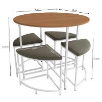Mesa Redonda 4 Bancos 90x76 Cm Li038 Canela Branco Kpb - 2