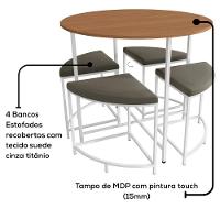 Mesa Redonda 4 Bancos 90x76 Cm Li038 Canela Branco Kpb - 3
