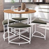 Mesa Redonda 4 Bancos 90x76 Cm Li038 Canela Branco Kpb - 6