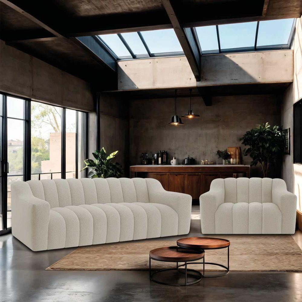 Kit 1 Sofá 180cm 2 Poltrona Luxo Recepção Sala Elegance Linho Bege - 2