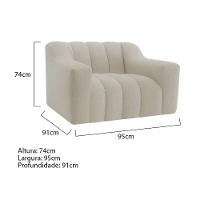 Kit 1 Sofá 180cm 2 Poltrona Luxo Recepção Sala Elegance Linho Bege