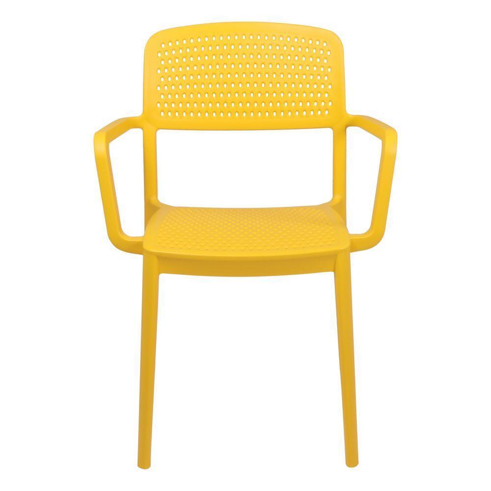 Cadeira Tramontina Serena Em Polipropileno Amarelo Com Braços - 2