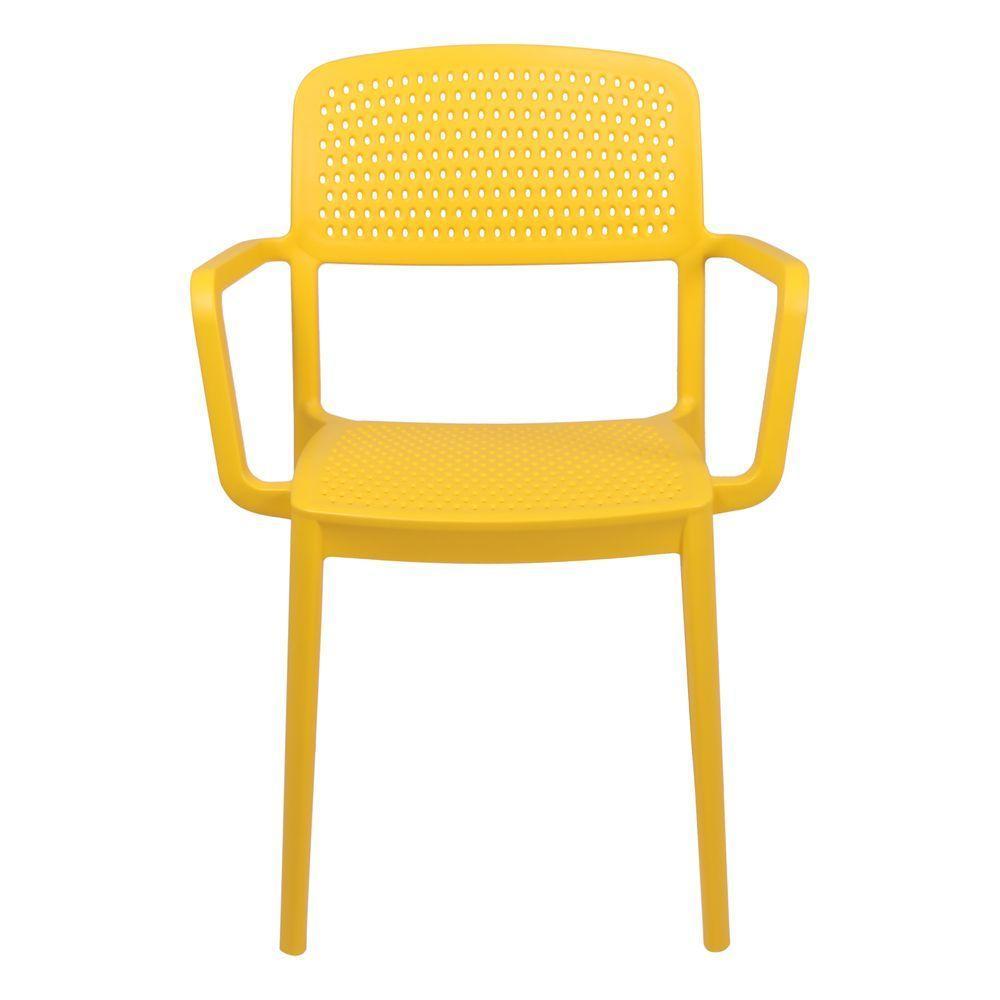 Cadeira Tramontina Serena Em Polipropileno Amarelo Com Braços - 3