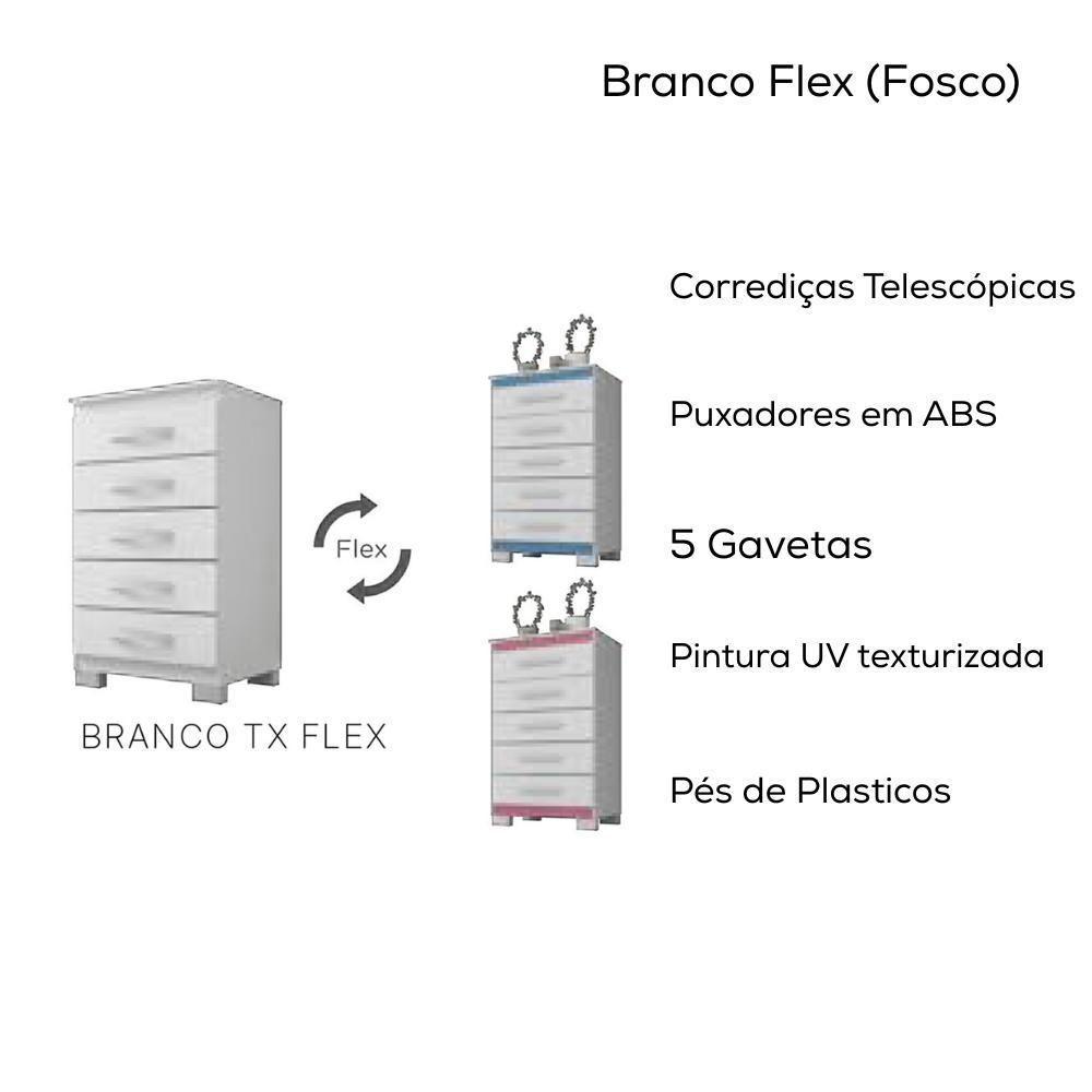 Comoda 5 Gavetas 57 Cm Moden 2259 Branco Flex Incp - 5