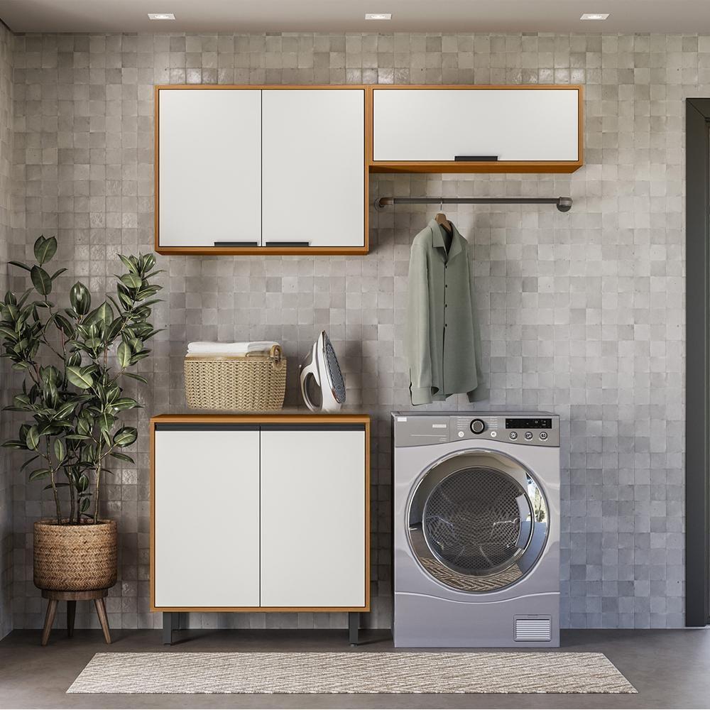 Armarios Lavanderia 3 Modulos 160 Cm Raven Freijo Off White Pln - 5