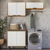 Armarios Lavanderia 3 Modulos 160 Cm Raven Freijo Off White Pln - 6