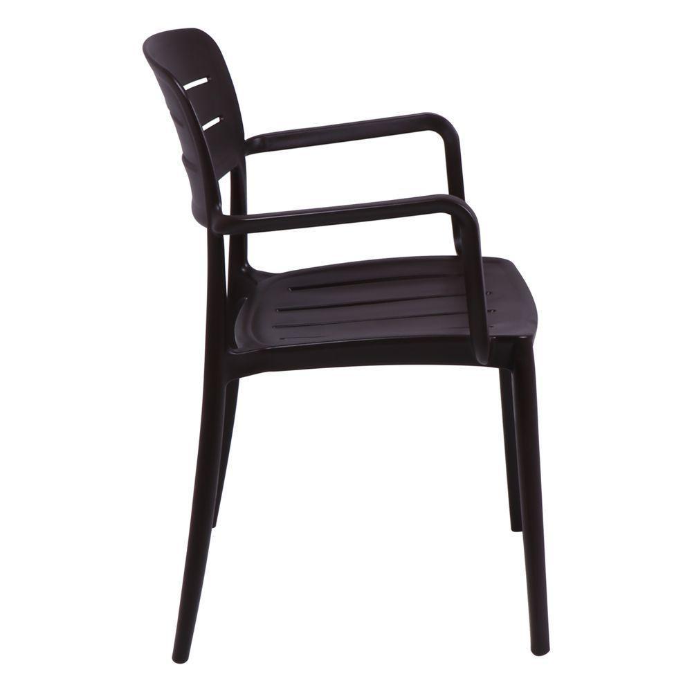 Cadeira Tramontina Amélia Em Polipropileno Marrom Com Braços - 1