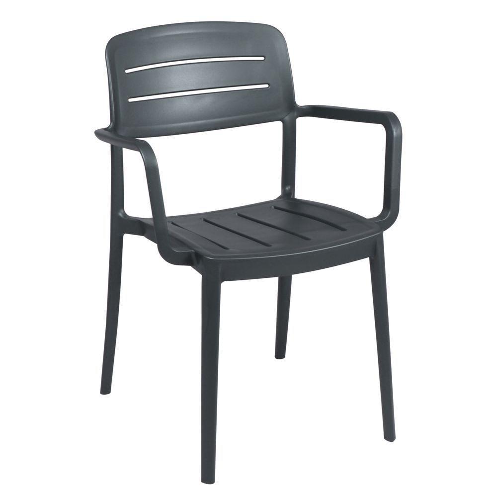 Cadeira Tramontina Amélia Em Polipropileno Grafite Com Braços - 2