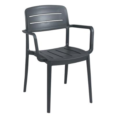 Cadeira Tramontina Amélia Em Polipropileno Grafite Com Braços
