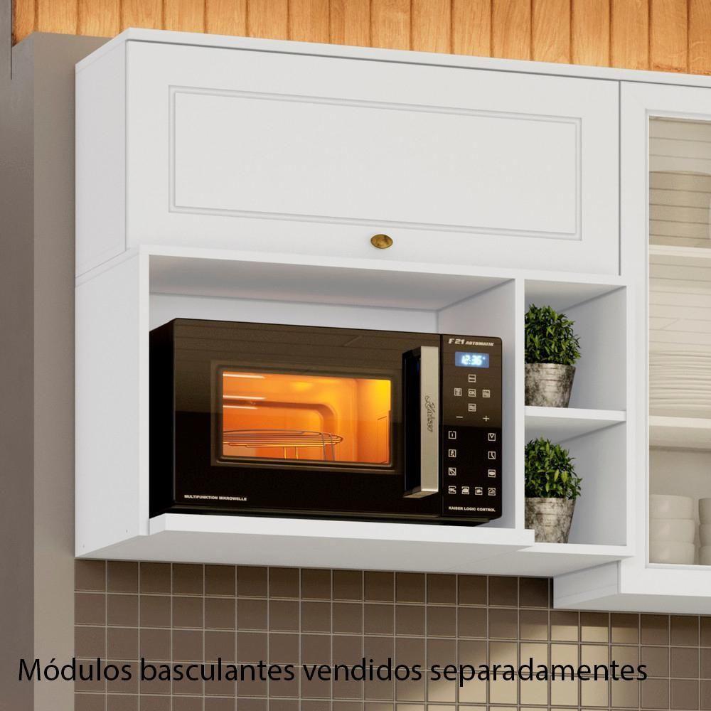 Armario Aereo Para Microondas Mdf 80 Cm Americana C557 Branco Henn - 2
