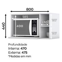 Armario Aereo Para Microondas Mdf 80 Cm Americana C557 Branco Henn - 3