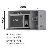 Armario Aereo Para Microondas Mdf 80 Cm Americana C557 Cinza Henn - 3