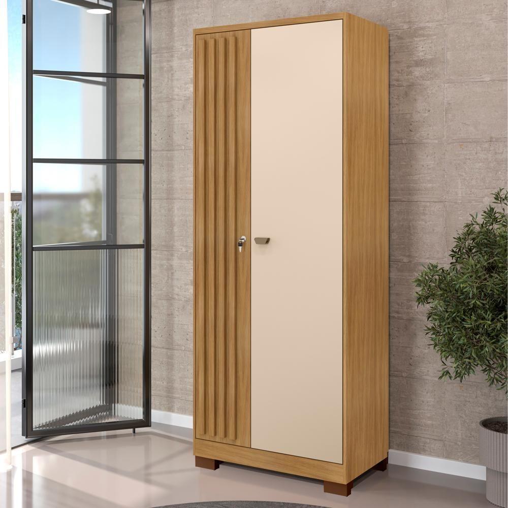 Armario Multiuso 2 Portas Versa 11686 71 Cm Carvalho Am Off White Incp - 2