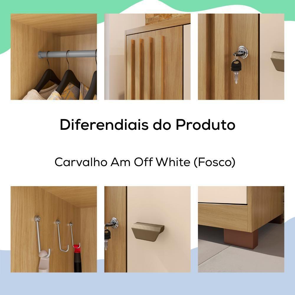 Armario Multiuso 2 Portas Versa 11686 71 Cm Carvalho Am Off White Incp - 5