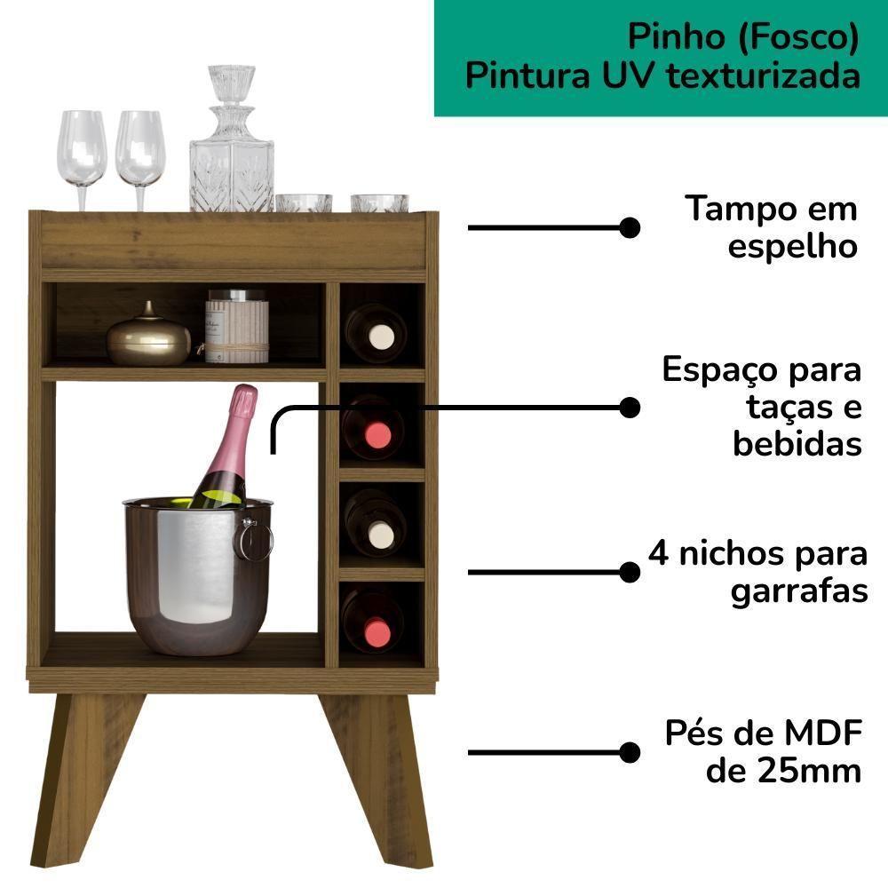 Aparador Adega Bar 4 Nichos 72x45 Cm Dri 4102 Pinho Arly - 6