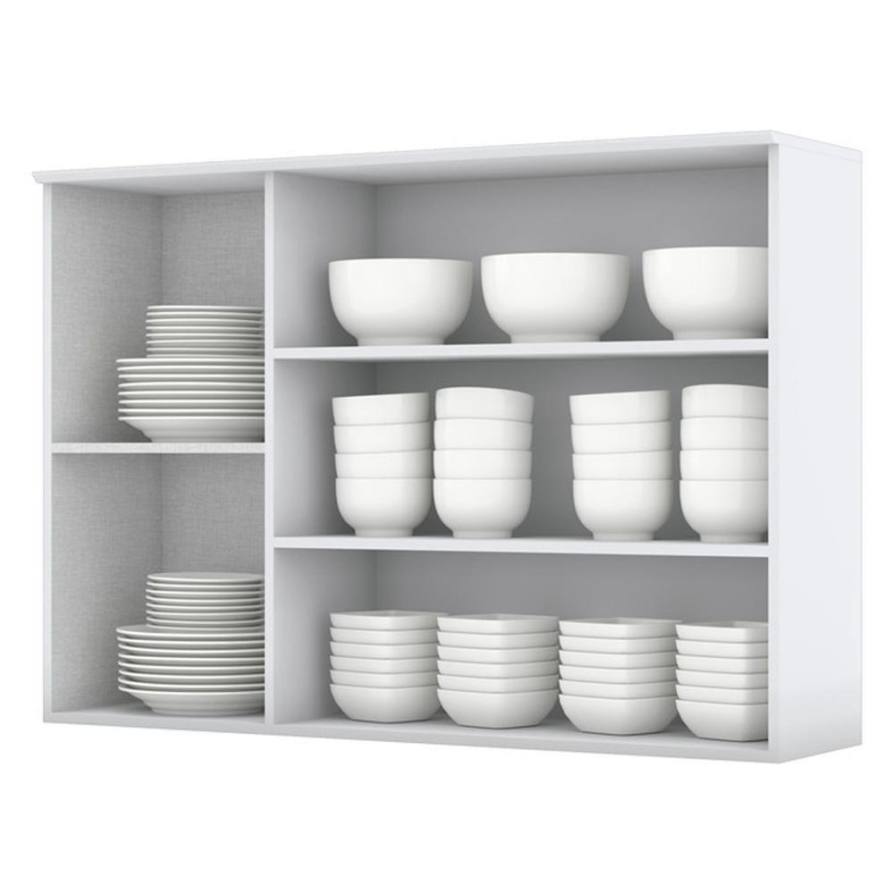 Armario Aereo 3 Portas Vidro Mdf 120 Cm Americana C363 Branco Henn - 4