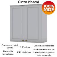 Armario Aereo 2 Portas Mdf 80 Cm Americana C356 Cinza Henn - 5