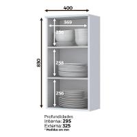 Armario Aereo 1 Porta Mdf 40 Cm Americana C364 Branco Henn - 3