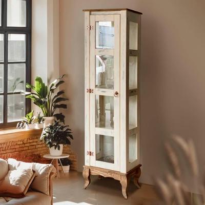 Cristaleira Torre 01 Porta Vidro Lateral Madeira Maciça D161vl Branco Garapa Shop Jm Branco Garapa