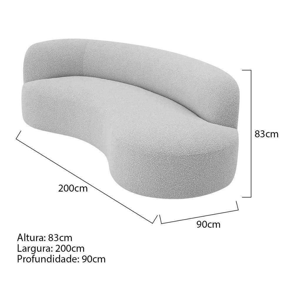 Divã Recamier Orgânico Tokyo 200cm Lado Direito Linho Cinza Claro - 2