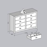 Comoda 8 Gavetas 02 Mesas De Cabeceira 3 Gavetas Madeira Maciça Branco Freijo Milani Store - 5