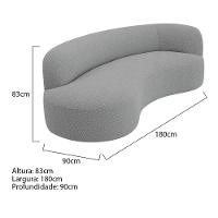 Divã Recamier Orgânico Tokyo 180cm Lado Esquerdo Bouclé Cinza - 3