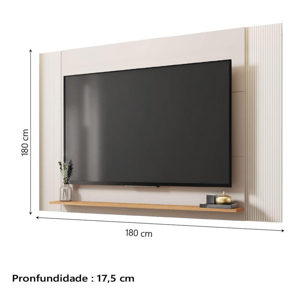 Painel Para Tv Até 65 Polegadas 1,80m Com Impressão 3D Intense Caemmun Madeir/off - 3