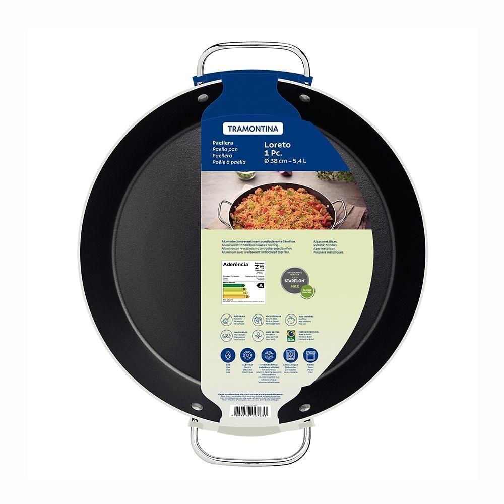 Frigideira Paellera Loreto Paella Alumínio Antiaderente Grafite 38 Cm 5,4l - Tramontina 20125038 - 4