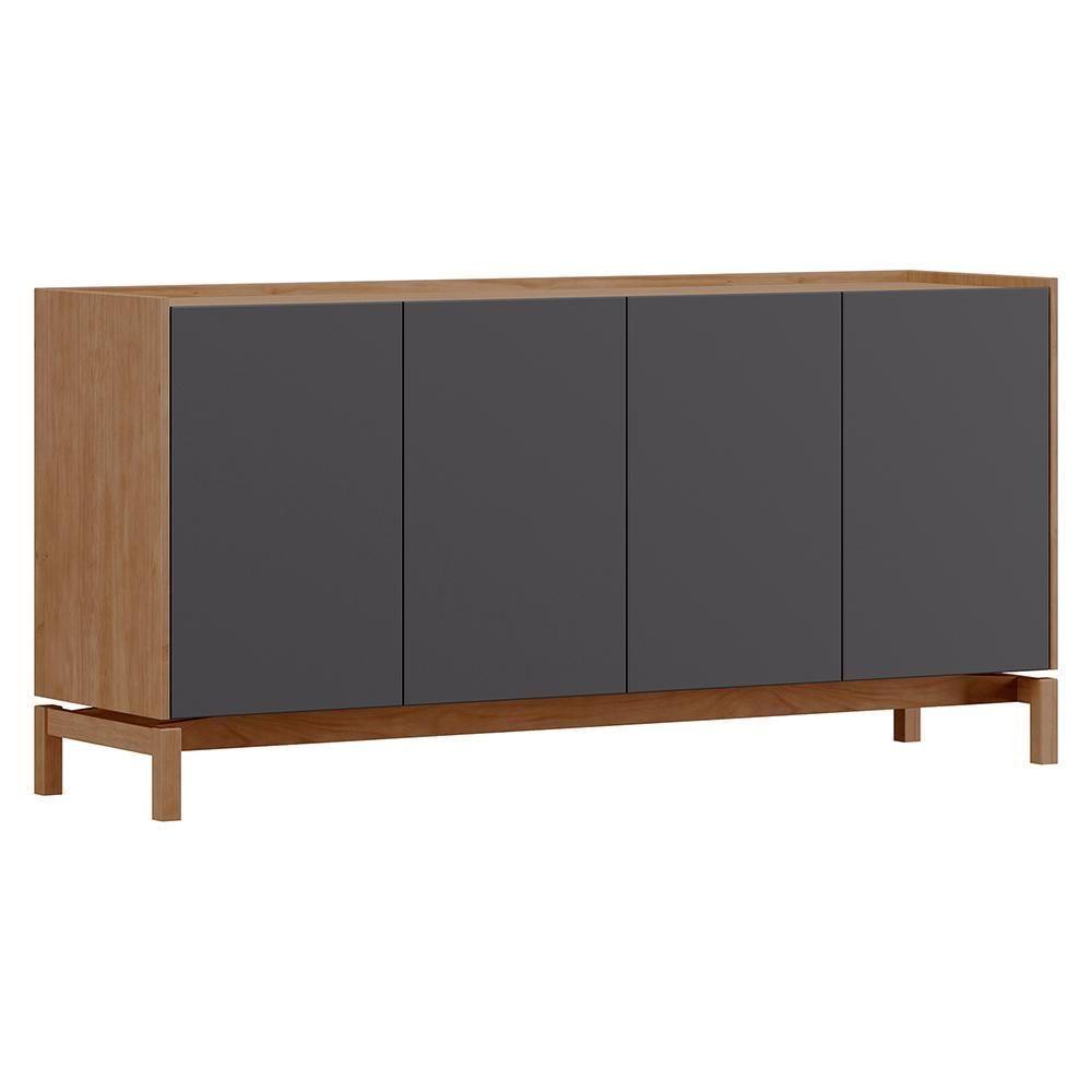 Cristaleira 2 Portas 1 Gaveta Vidro Balcao Buffet 4 Portas Tauari Concret Milani Store - 3