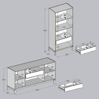 Cristaleira 2 Portas 1 Gaveta Vidro Balcao Buffet 4 Portas Tauari Concret Milani Store - 6