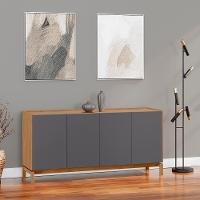 Cristaleira 2 Portas 1 Gaveta Vidro Balcao Buffet 4 Portas Tauari Concret Milani Store - 7