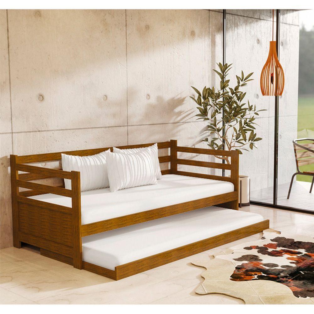 Sofá Cama Solteiro Enjoy Em Madeira - Imbuia - Marrom - 1