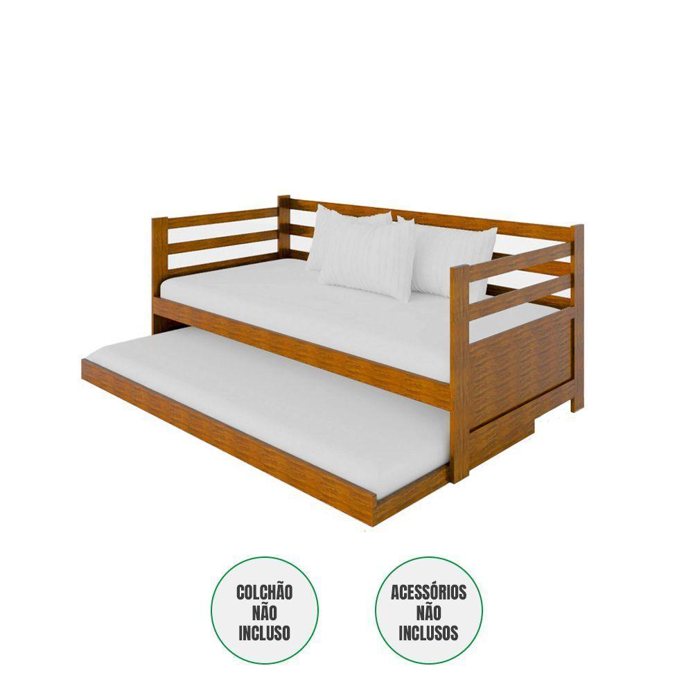 Sofá Cama Solteiro Enjoy Em Madeira - Imbuia - Marrom - 2