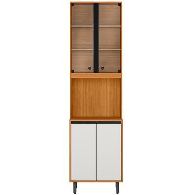 Paneleiro 4 Portas Vidro 220x60 Cm 12635 Raven Freijo Off White Pln