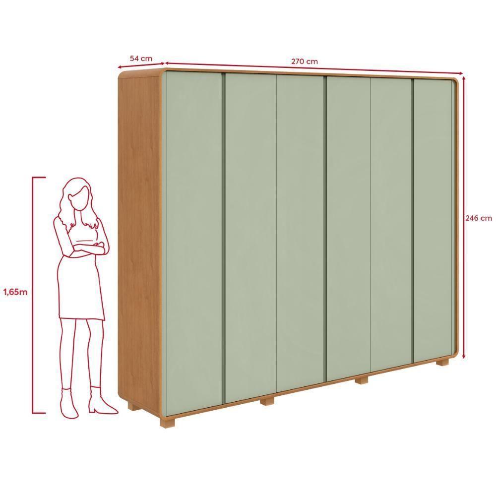 Guarda-roupa Casal 6 Portas Easy Like Com Pés Amendoa Clean/salvia - 2