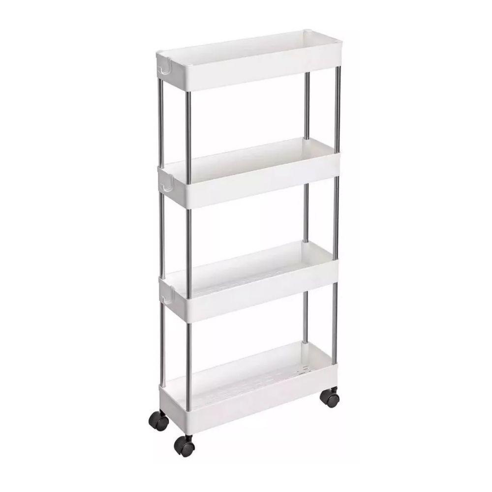 Prateleira Multiuso 4 Andares Com Rodinha Branca - 1