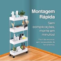 Prateleira Multiuso 4 Andares Com Rodinha Branca - 3