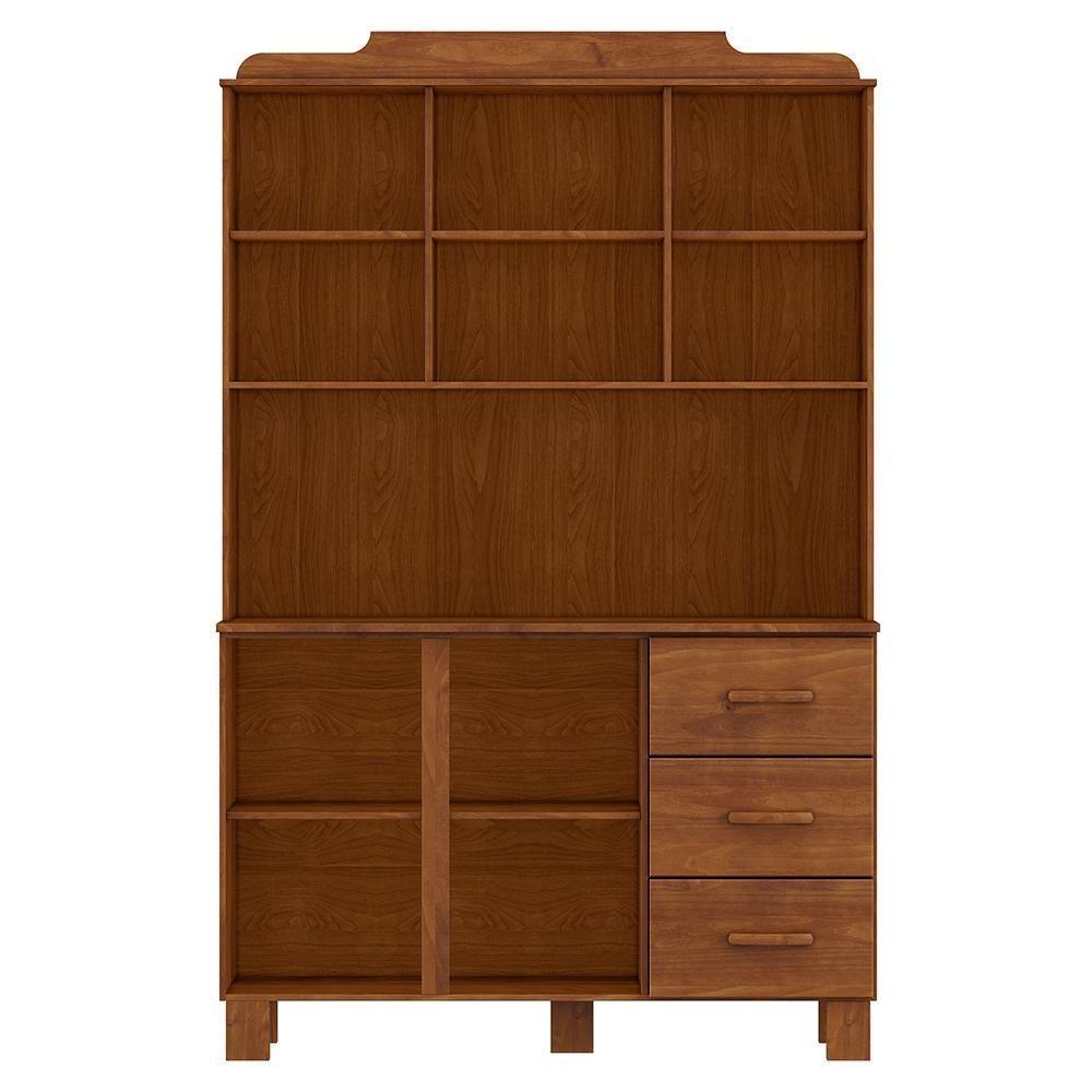 Cristaleira 4 Portas 3 Gavetas Com Aplique 122 Cm 1279 Castanho Milani Store - 5