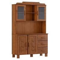 Cristaleira 4 Portas 3 Gavetas Com Aplique 122 Cm 1279 Castanho Milani Store - 1