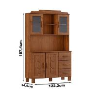 Cristaleira 4 Portas 3 Gavetas Com Aplique 122 Cm 1279 Castanho Milani Store - 3
