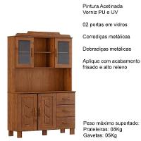 Cristaleira 4 Portas 3 Gavetas Com Aplique 122 Cm 1279 Castanho Milani Store