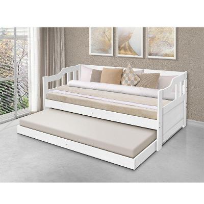 Sofá Cama Solteiro Com Cama Auxiliar + 2 Colchões Atraente - Branco - Branco