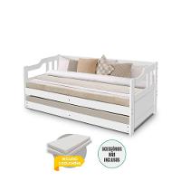 Sofá Cama Solteiro Com Cama Auxiliar + 2 Colchões Atraente - Branco - Branco - 2