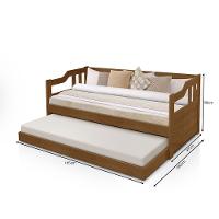 Sofa Cama Solteiro De Madeira Com Cama Auxiliar + 2 Colchões - Imbuia - Marrom - 4