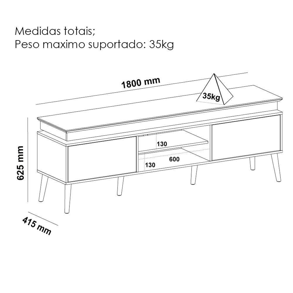 Rack Para Tv 75 Polegadas 2 Portas 180 Cm 4704 Cinamomo Off White Arly - 4