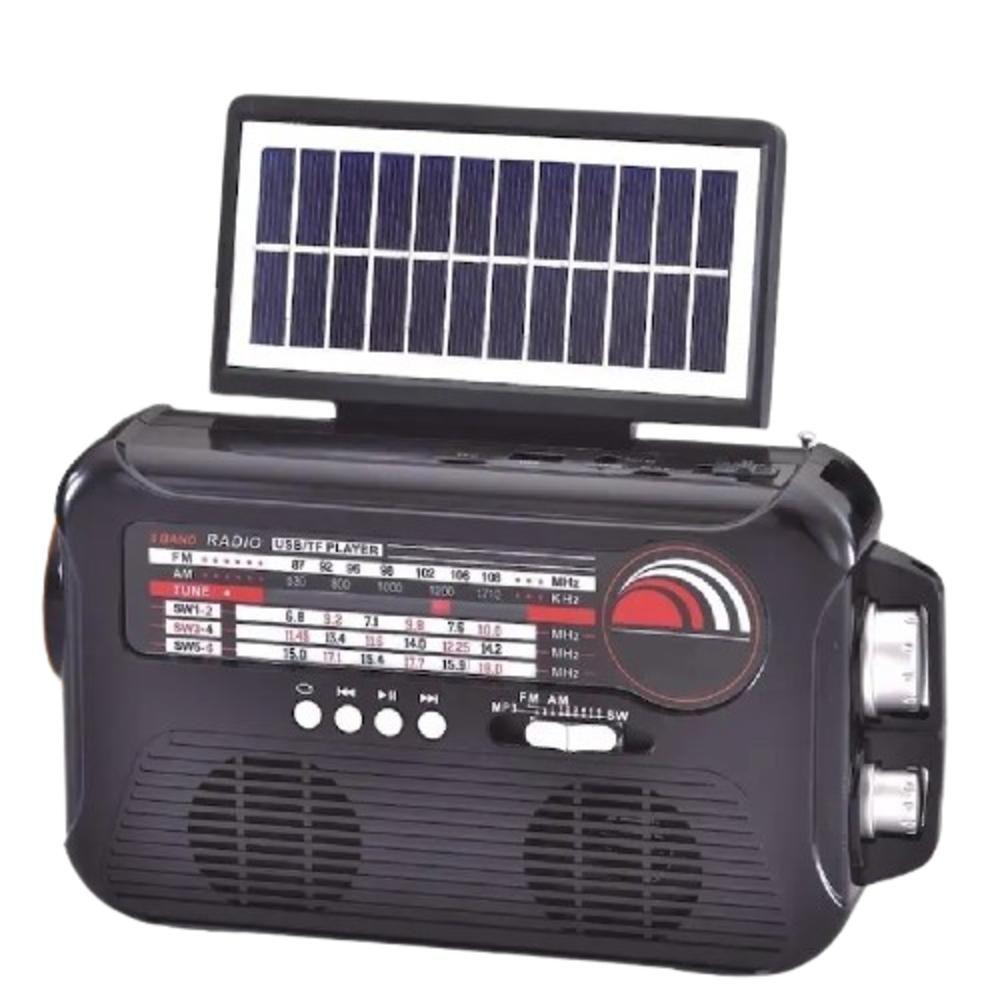 Radio Caixa De Som Placa Solar Bluetooth Lanterna Camping Portatil Emergencia Am Fm Usb Sd Retro Recarregavel Bivolt - 1