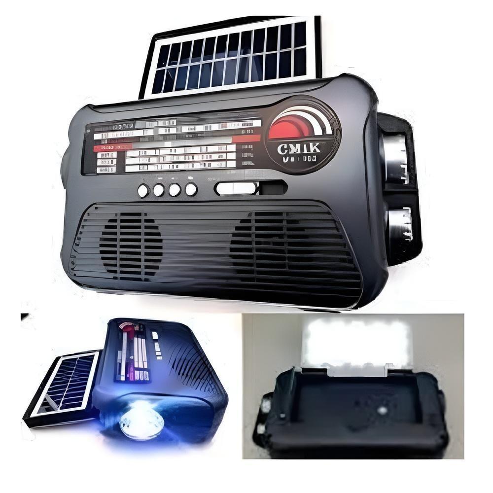 Radio Caixa De Som Placa Solar Bluetooth Lanterna Camping Portatil Emergencia Am Fm Usb Sd Retro Recarregavel Bivolt - 2