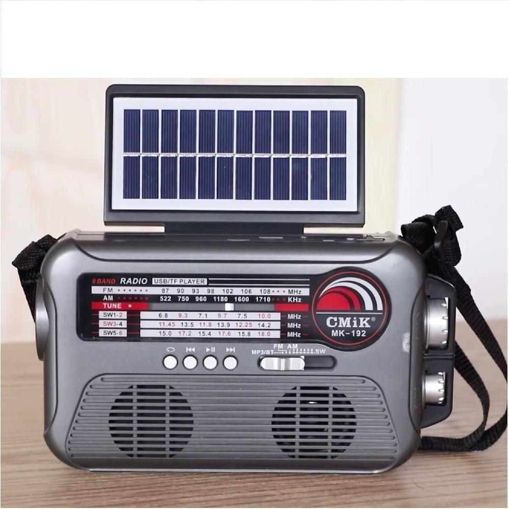 Radio Caixa De Som Placa Solar Bluetooth Lanterna Camping Portatil Emergencia Am Fm Usb Sd Retro Recarregavel Bivolt - 5